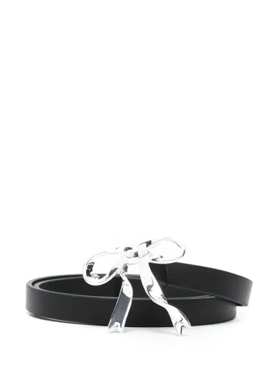 Maje Bow-detail Leather Belt In Black