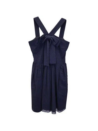 Pre-owned Maje Bow-detail Mini Dress In Blue