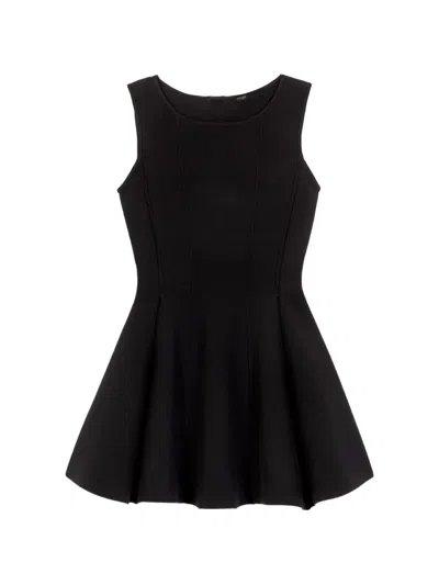 Maje Womens Black Bow-embellished Flared Knitted Mini Dress