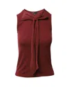 Maje Bow Front Sleeveless Top In Red Viscose In Red