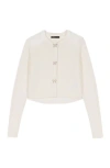 Maje Bow Jewellery Button Cardigan In Neutral