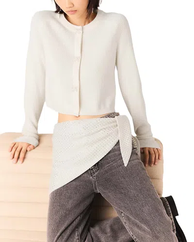 Maje Bow Jewelry Button Wool Cardigan In Neutral