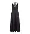 Maje Womens Black V-neck Braided-back Satin Maxi Dress In Black