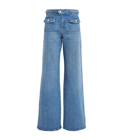 Maje Braided High-rise Flared Jeans In Blue