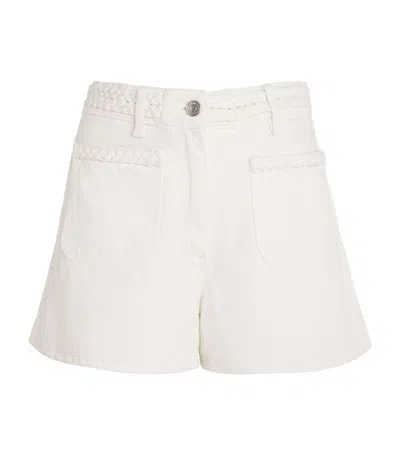 Maje Braided-waist Denim Shorts In White