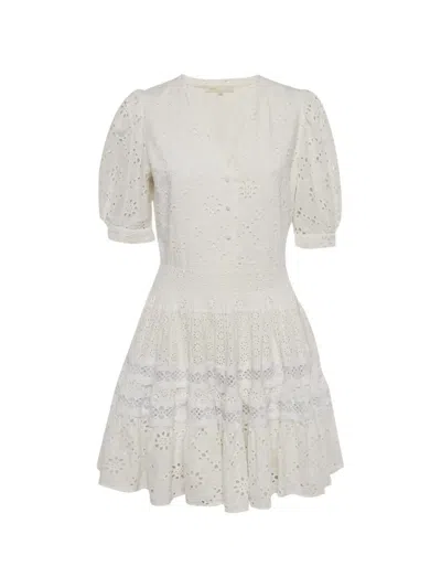 Pre-owned Maje Broderie Anglaise Lace Mini Dress In White