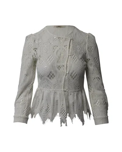 Maje Broderie Capso Lace Top In White Cotton