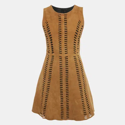 Pre-owned Maje Brown Suede Cut-out Mini Dress S