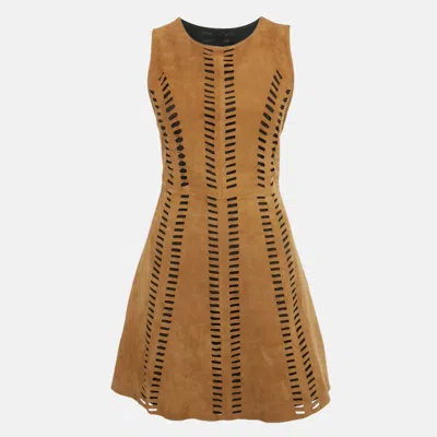 Maje Brown Suede Cut-out Mini Dress