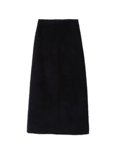 Maje Brushed-knit Midi Skirt In Black