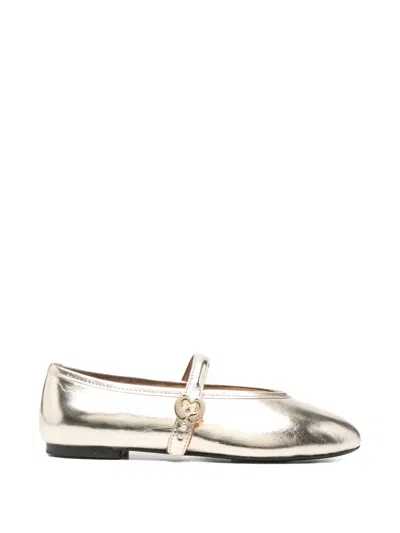 Maje Buckle-detail Strap Ballet Flats In Gold