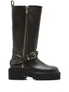 Maje Buckle-strap Platform Boots In Black