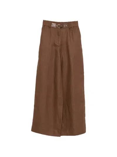 Maje Buckle-closure Trousers In Brown