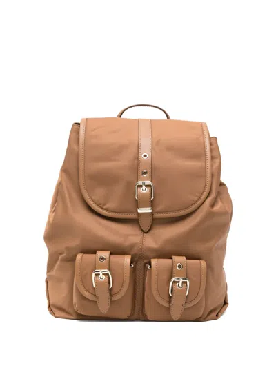 Maje Buckle-detail Backpack In Brown