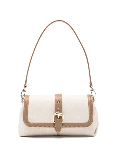 Maje Buckle-detail Shoulder Bag In Neutral