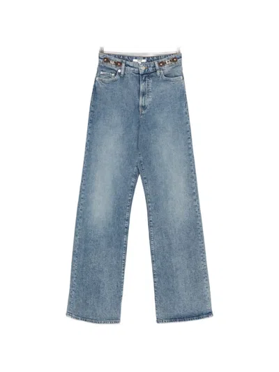 Maje Buckle-detail Straight-leg Jeans In Blue