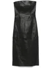 Maje Strapless Stretch Leather Midi Dress In Black