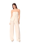 Maje Livalu Strapless Linen-blend Top In Ecru