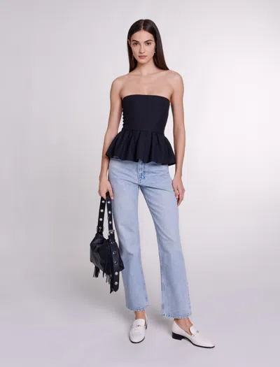 Maje Bustier Top With Basque For Spring/summer In Black