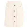 Maje Button Detail Mini Skirt In Cream Cotton Tweed In White