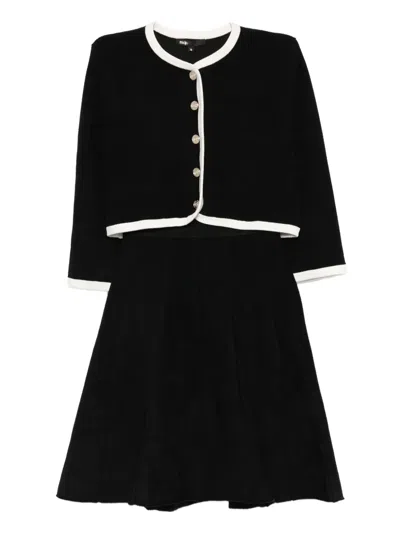 Maje Button-detailed Flared Dress In Black
