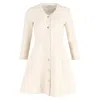Maje Button-down Mini Long Sleeve Flared Dress In Cream Tweed In White