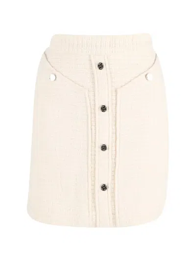 Pre-owned Maje Button-embellished Tweed Skirt In Neutral