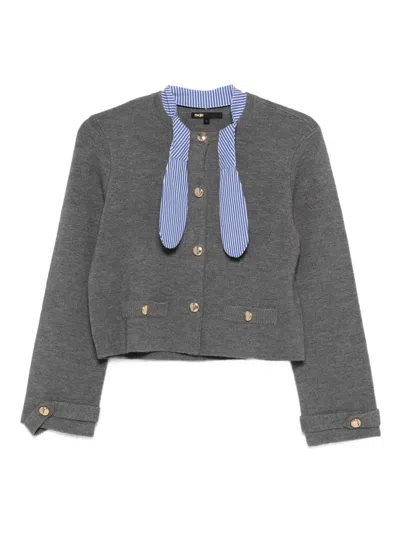 Maje Button-fastening Cardigan In Gray