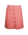 MAJE BUTTON-FRONT A-LINE SKIRT IN ORANGE ACRYLIC