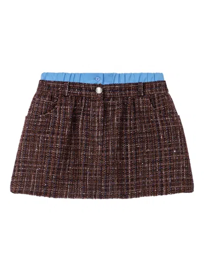 Maje Button Mini Skirt In Brown