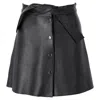 Maje Button Mini Skirt In Black Leather In Black