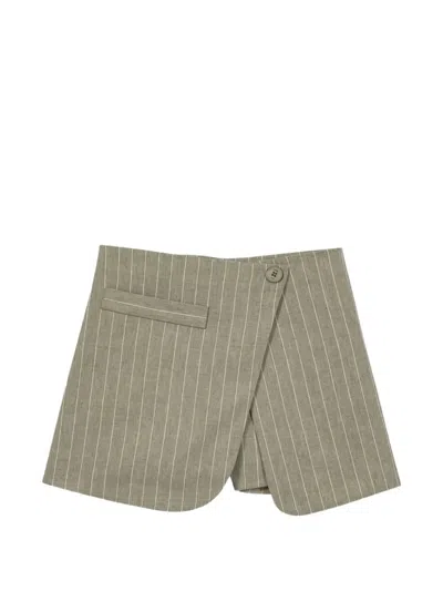 Maje Button Striped Shorts In Gray
