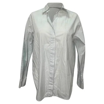 Pre-owned Maje Button Up Shirt In Light Blue Cotton In Gray