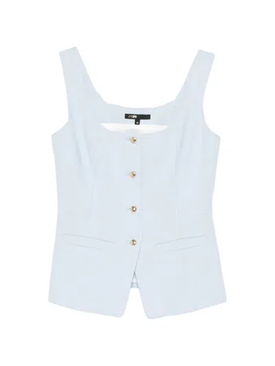 Maje Button-up Sleeveless Top In Blue