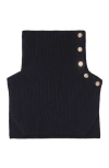 Maje Button-up Wool Mix Collar Wrap In Black
