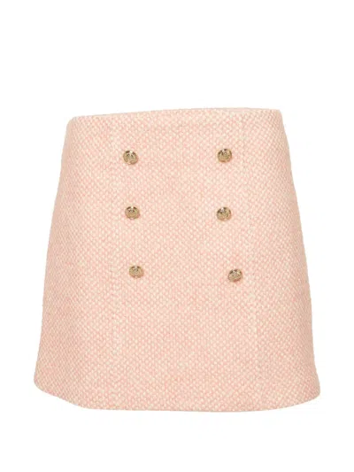 Pre-owned Maje Button-detail Tweed Mini Skirt In Pink