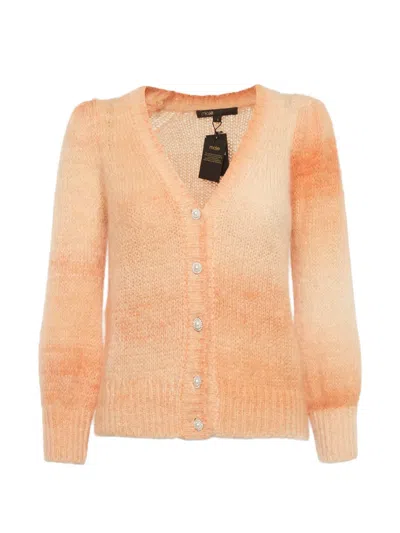 Pre-owned Maje Button-down V-neck Cardigan In Orange