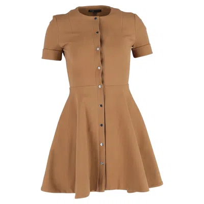 Maje Buttoned Mini Dress In Brown Cotton