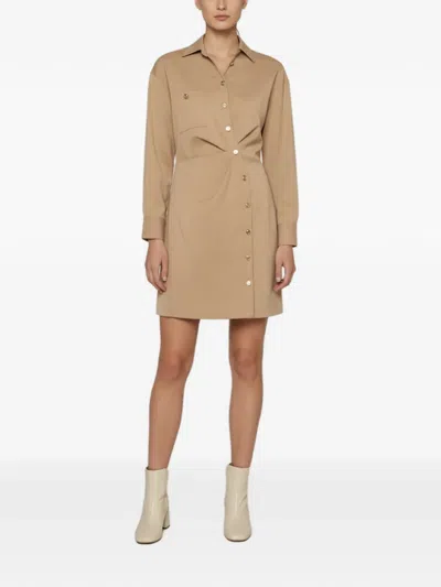 Pre-owned Maje Buttoned Mini Dress In Neutrals