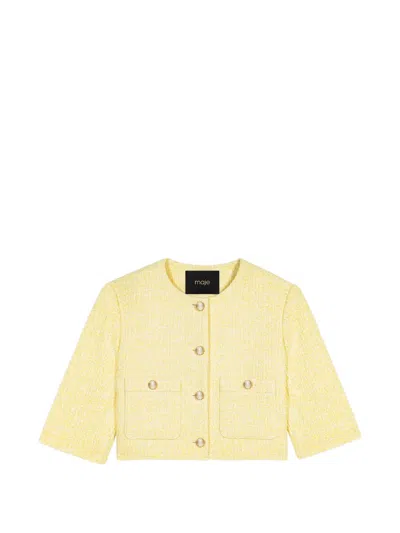 Maje Buttoned Pocket Blazer In Yellow