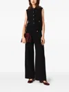 Maje Velvet Stripe Wide Leg Pants In Black