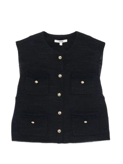 Maje Buttoned Sleeveless Vest In Blue