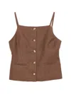 Maje Buttoned Top In Brown