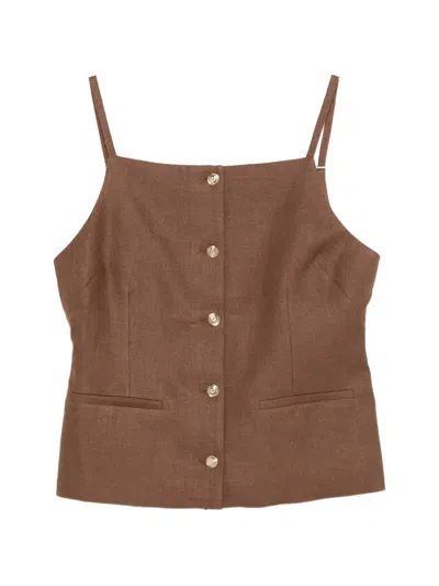 Maje Buttoned Top In Brown