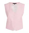 Maje Womens V-neck Woven Waistcoat Roses In Pink