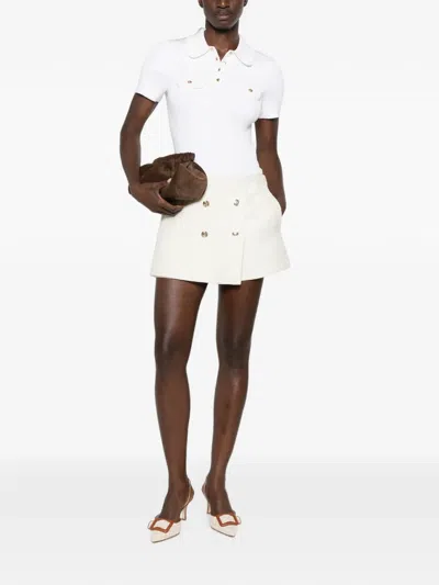 Maje Button-embellished Tweed Skort In Neutral