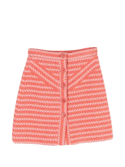 Pre-owned Maje Button-front A-line Mini Skirt In Orange