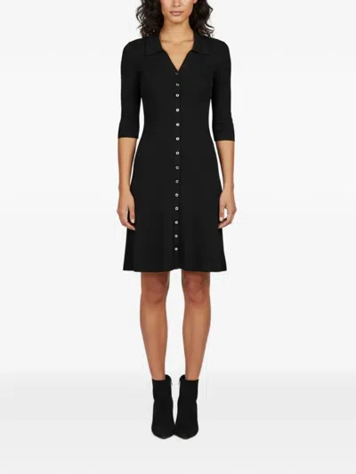Pre-owned Maje Button-up Midi Dress In Black