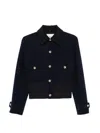 Maje Button-up Wool-blend Jacket In Blue