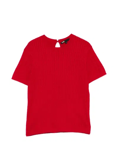 Maje Cable-knit Crew-neck Top In Red